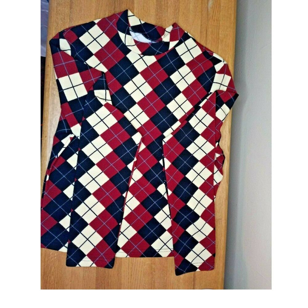 SHEIN Argyle Mock Neck Form-Fitting Topmary